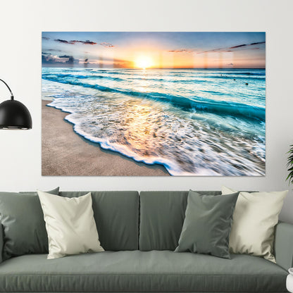 Sunset at Ocean Beach Glass Wall Art