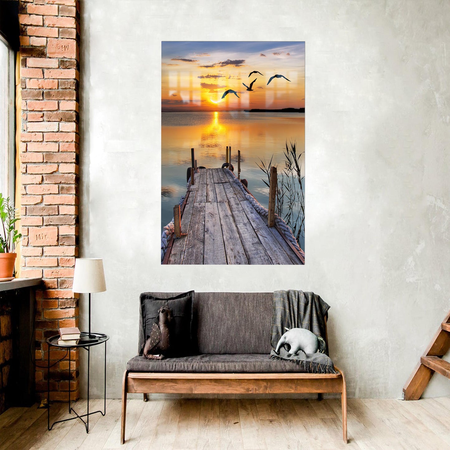 Sunset Lake Printing Nature Glass Wall Art
