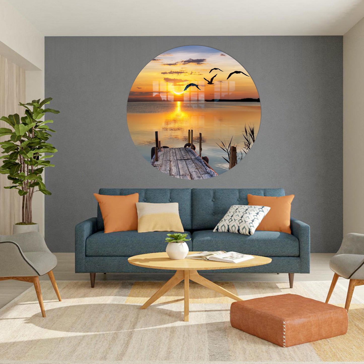 Sunset Lake Printing Nature Glass Wall Art