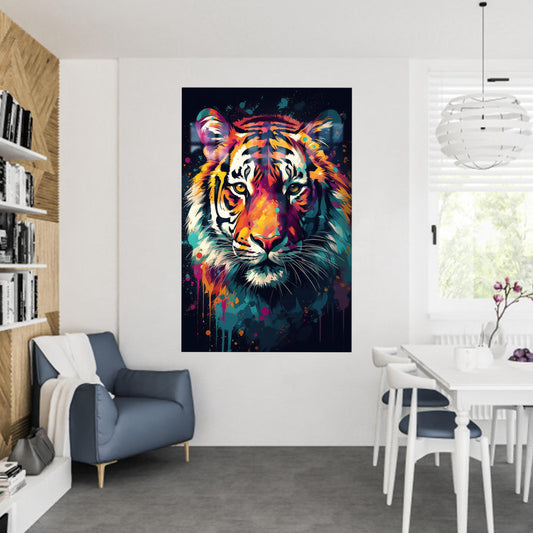 Modern Jungle Glass Decor: Colorful Tiger Glass Wall Art, 3D Glass Hanging for Living Room or