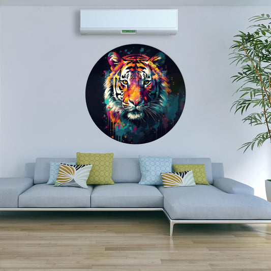 Modern Jungle Glass Decor: Colorful Tiger Glass Wall Art, 3D Glass Hanging for Living Room or