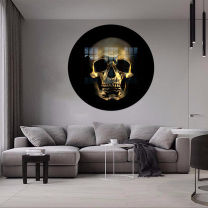 Golden Skull Gothic Dark Glass Wall Art