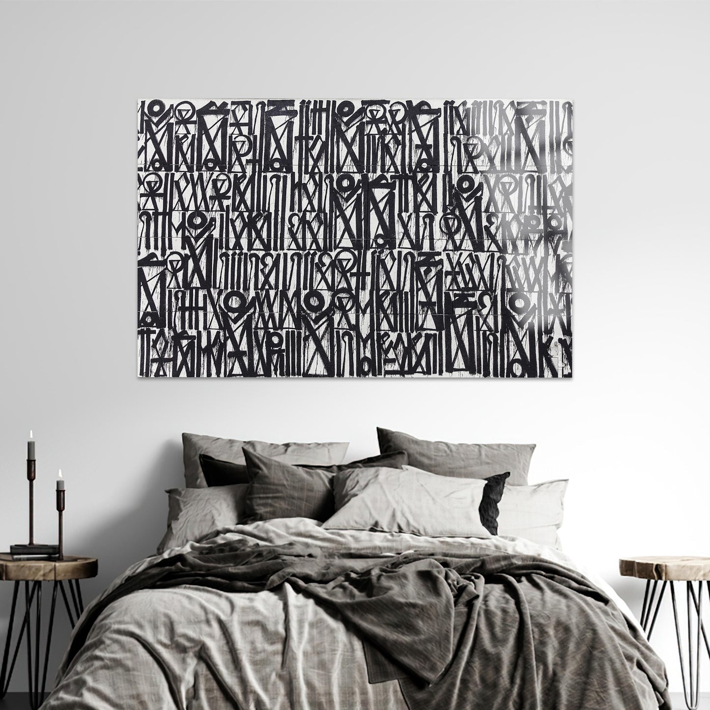 Abstract Black White Minimalist Glass Wall Art