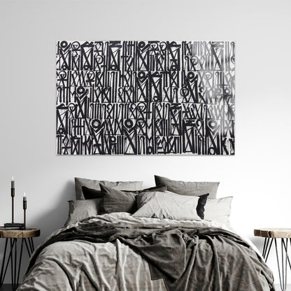 Abstract Black White Minimalist Glass Wall Art