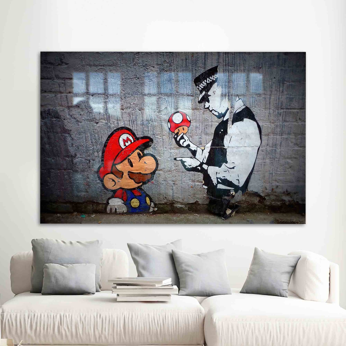 Super Mario and Banksy Glass Wall Art