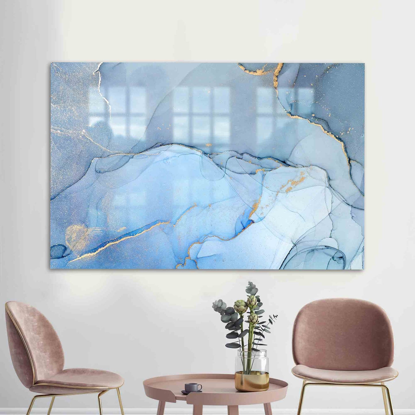 Shimmery Blue Glass Wall Art