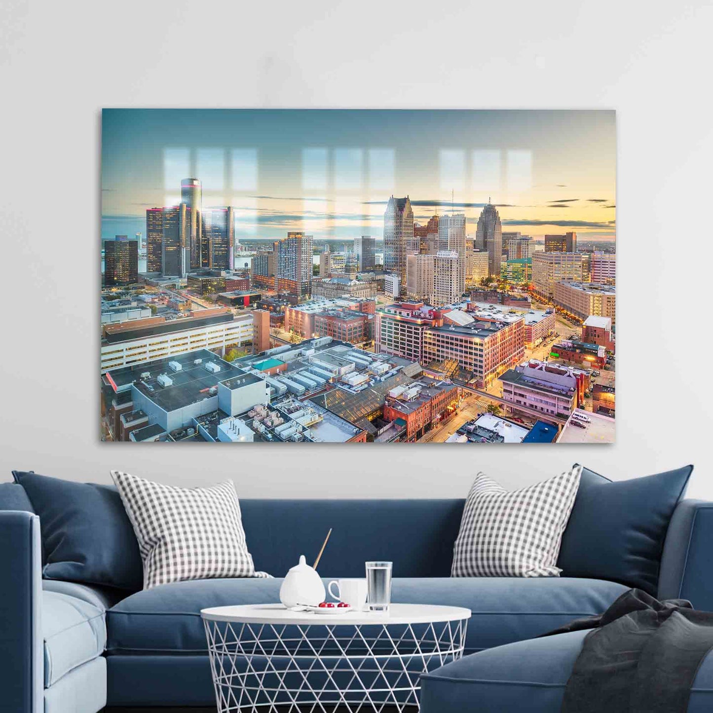 Detroit Michigan Landscape Glass Wall Art