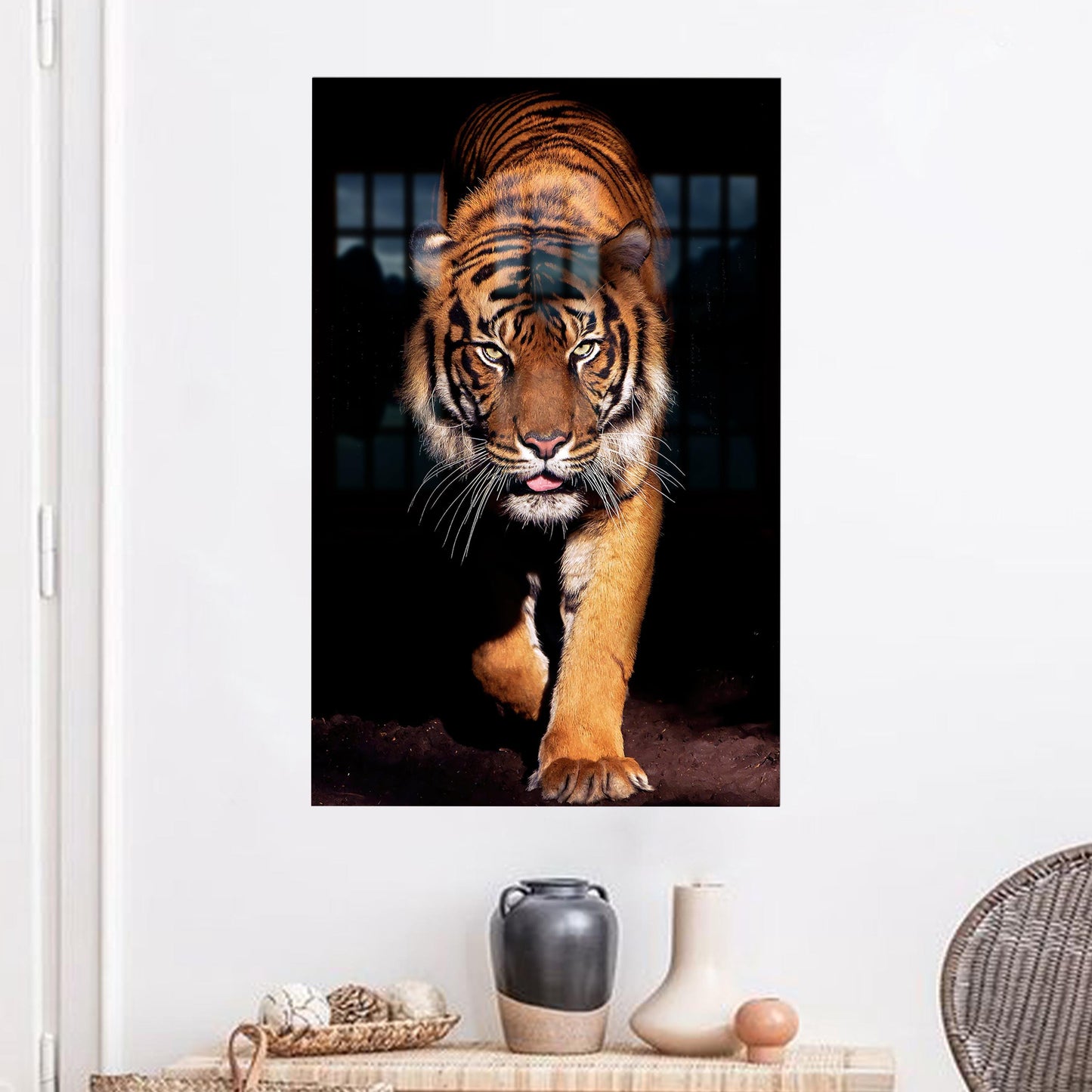 Tiger Wedding and Man Glass Wall Art