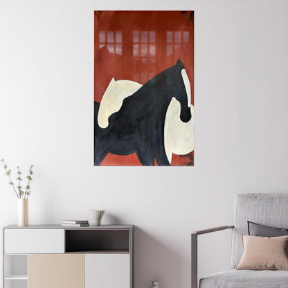 Abstract Horse Couple Glass Wall Art