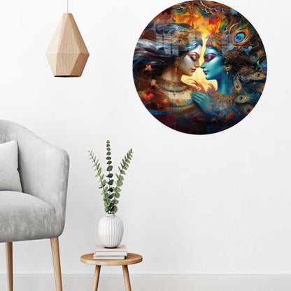 Krishna Radha Hindu Glass Wall Art