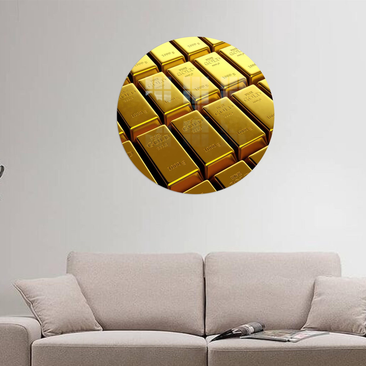 Gold Bars Man Cave Glass Wall Art
