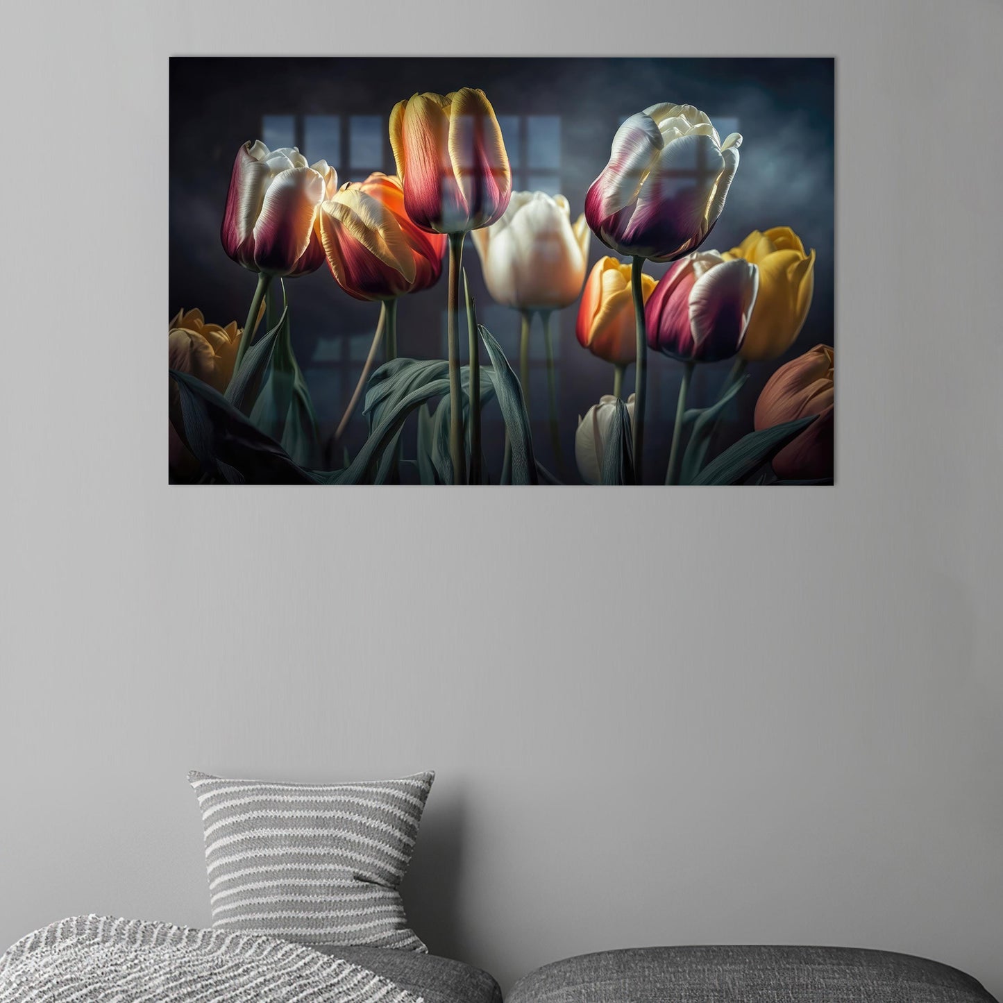 Tulip Flower Glass Wall Art