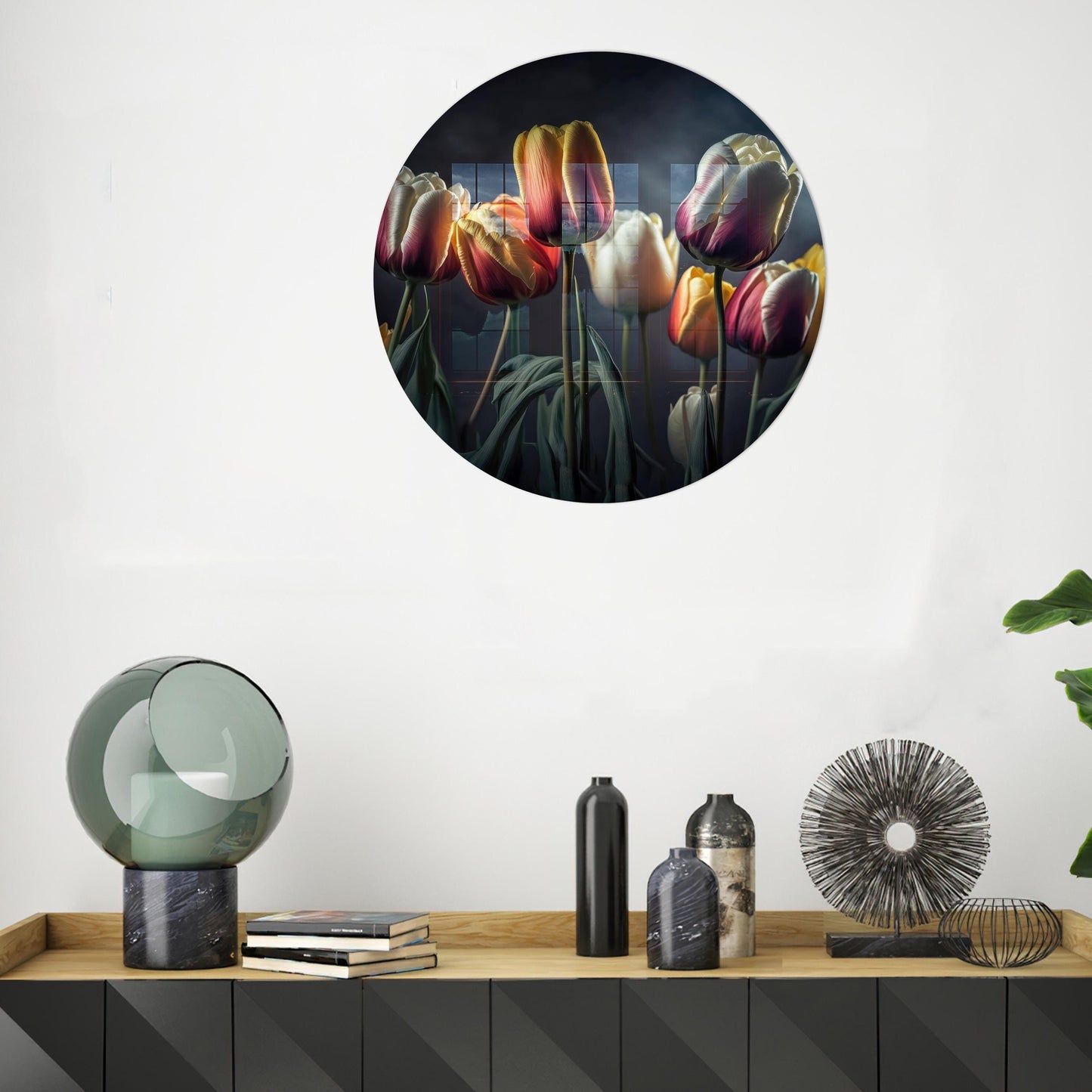 Tulip Flower Glass Wall Art