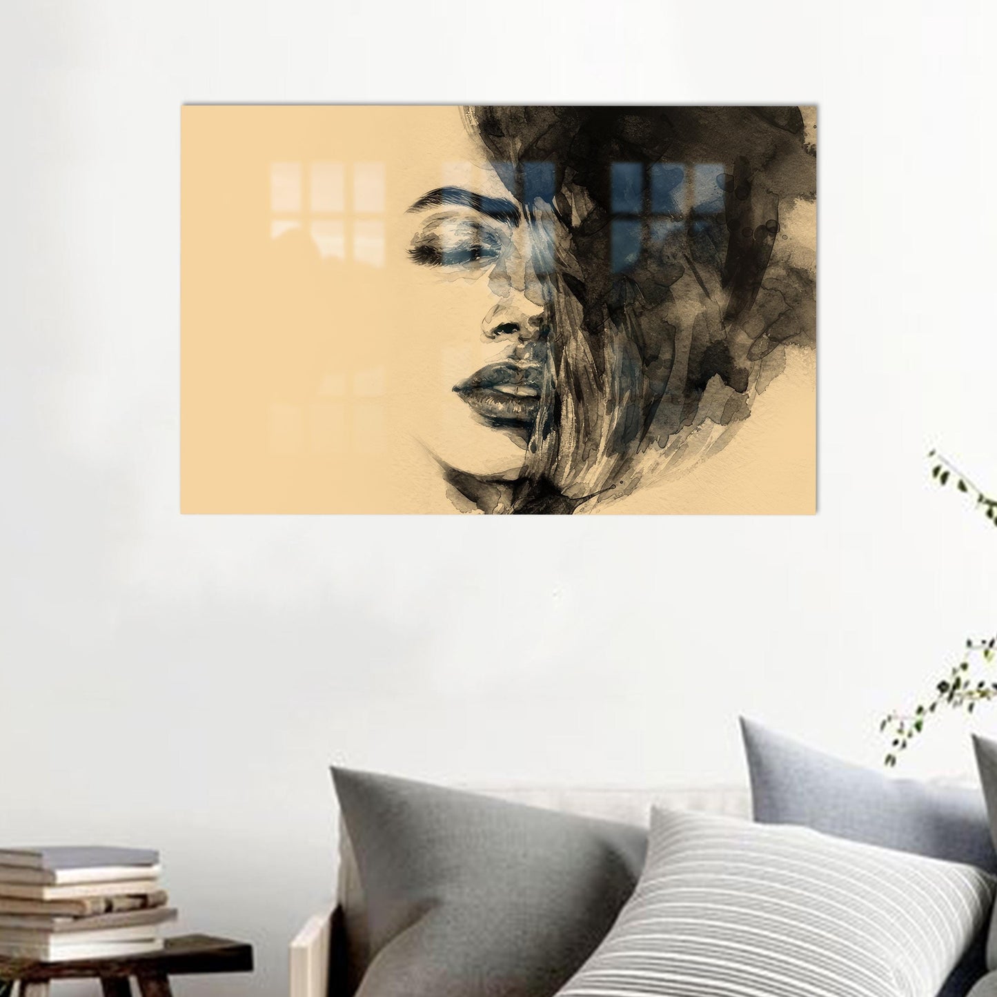 Abstract Woman Glass Wall Art