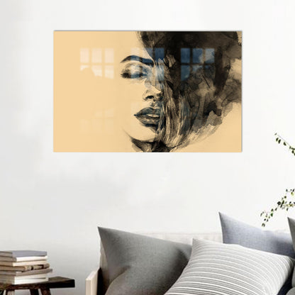 Abstract Woman Glass Wall Art
