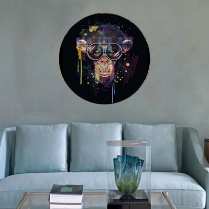 Black Wise Monkey 3D Glass Wall Art