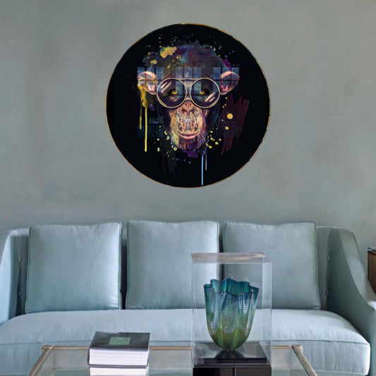 Modern Black Glass Art, Wise Monkey 3D Wall Hanging, Christmas Decor
