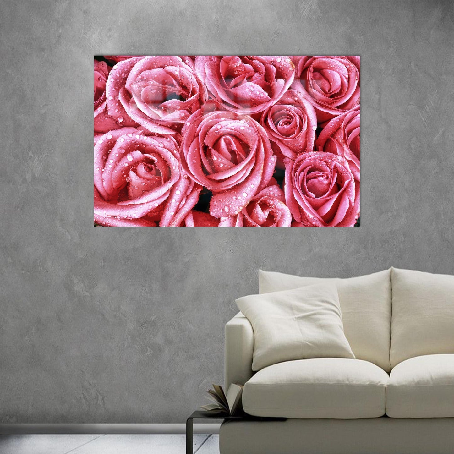 Pink Roses Glass Wall Art