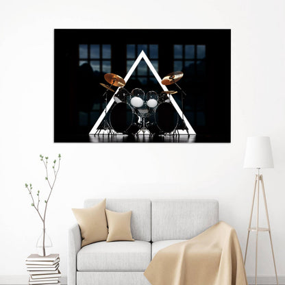Drum Kit Office Musicians Glass Wall Art