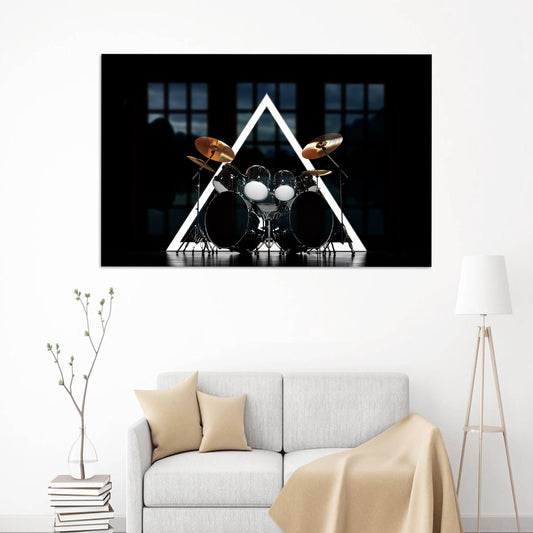 Contemporary Drum Kit Glass Art, Office Wall Decor, Personalized Gift for Musicians