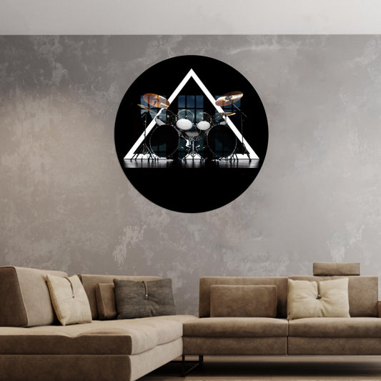 Contemporary Drum Kit Glass Art, Office Wall Decor, Personalized Gift for Musicians