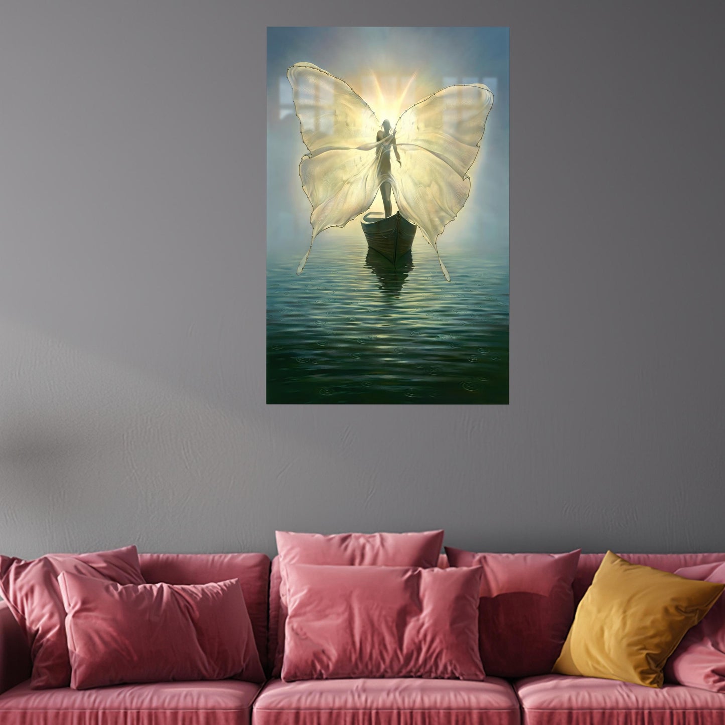 Vladimir Kush Fisherman for the Souls Glass Wall Art, Housewarming Gift