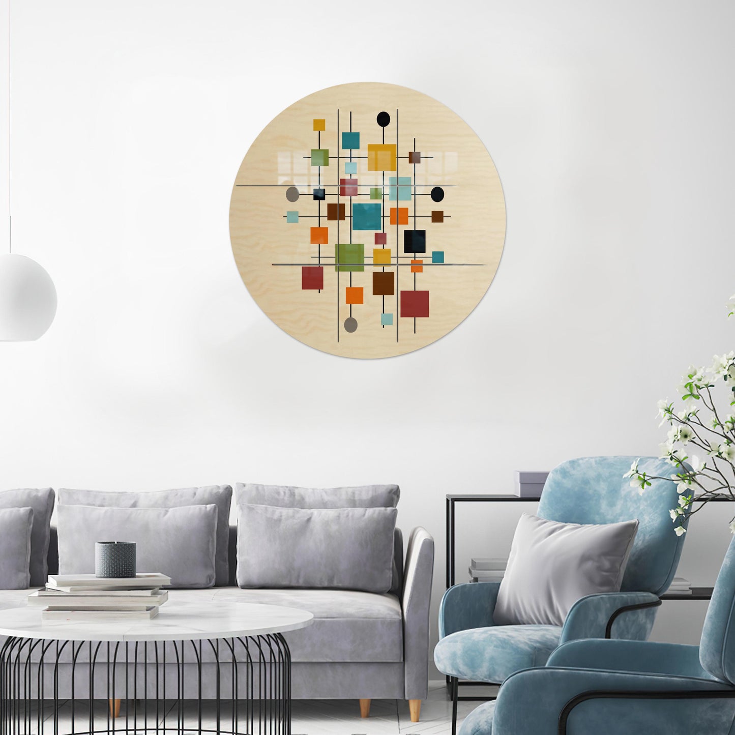 Colorful Geometric Shapes Bohemian Glass Wall Art