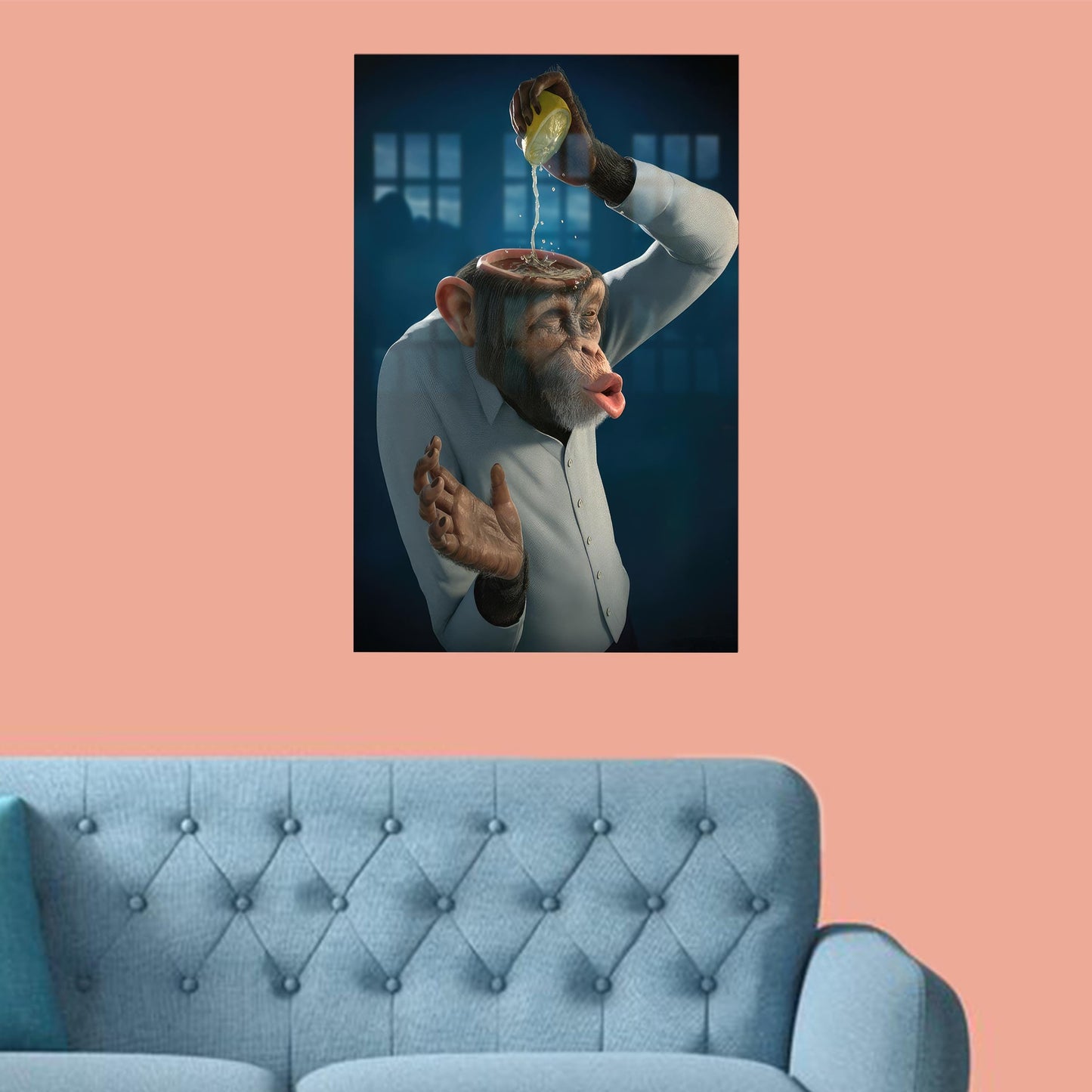 Brainless Monkey Funny 3D Glass Wall Art