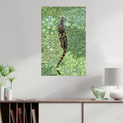 Green Tiger Christmas Glass Wall Art