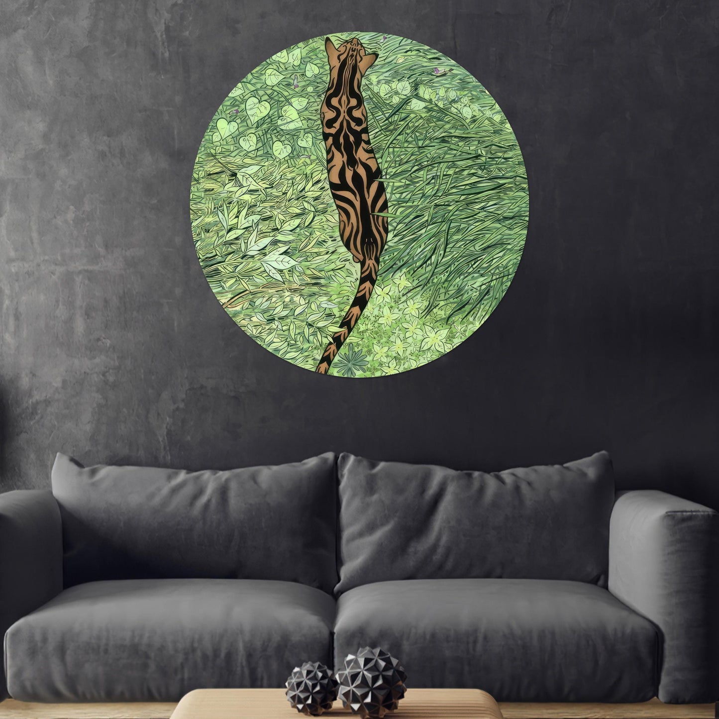 Green Tiger Christmas Glass Wall Art