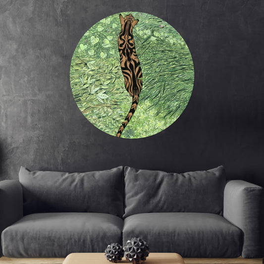 Modern Green Tiger Glass Wall Decor, Large Animal Wall Decoration, Personalized Christmas Gift