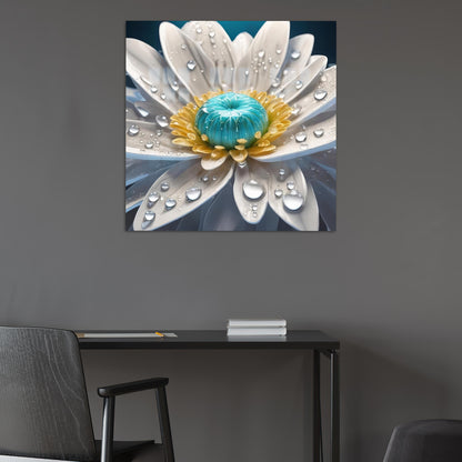 White Daisy Botanical Glass Wall Art
