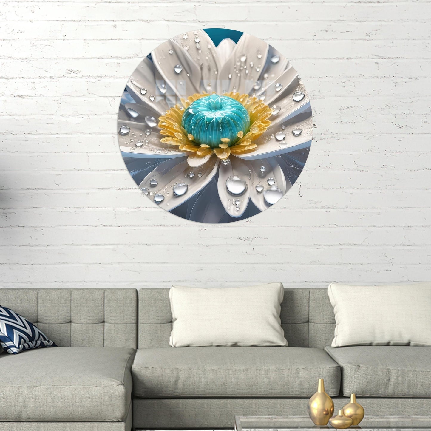 White Daisy Botanical Glass Wall Art