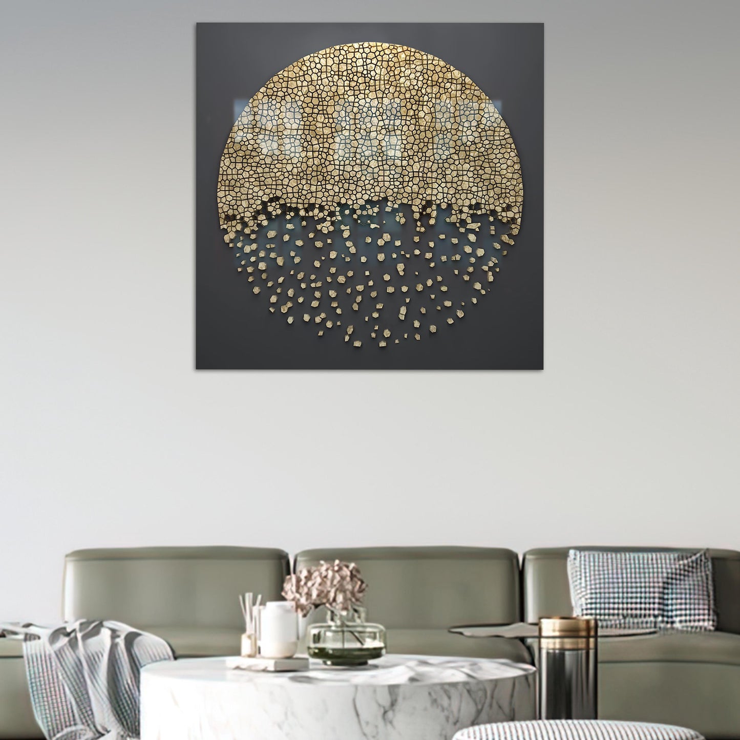 Gold Sleek Abstract Design Glass Wall Art