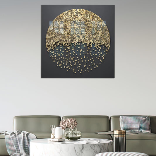 Modern Gold Tempered Glass Wall Art: Sleek Abstract Design for Home Decor