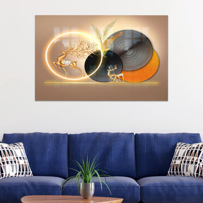 Gold Abstract Deer Teacher Glass Wall Art