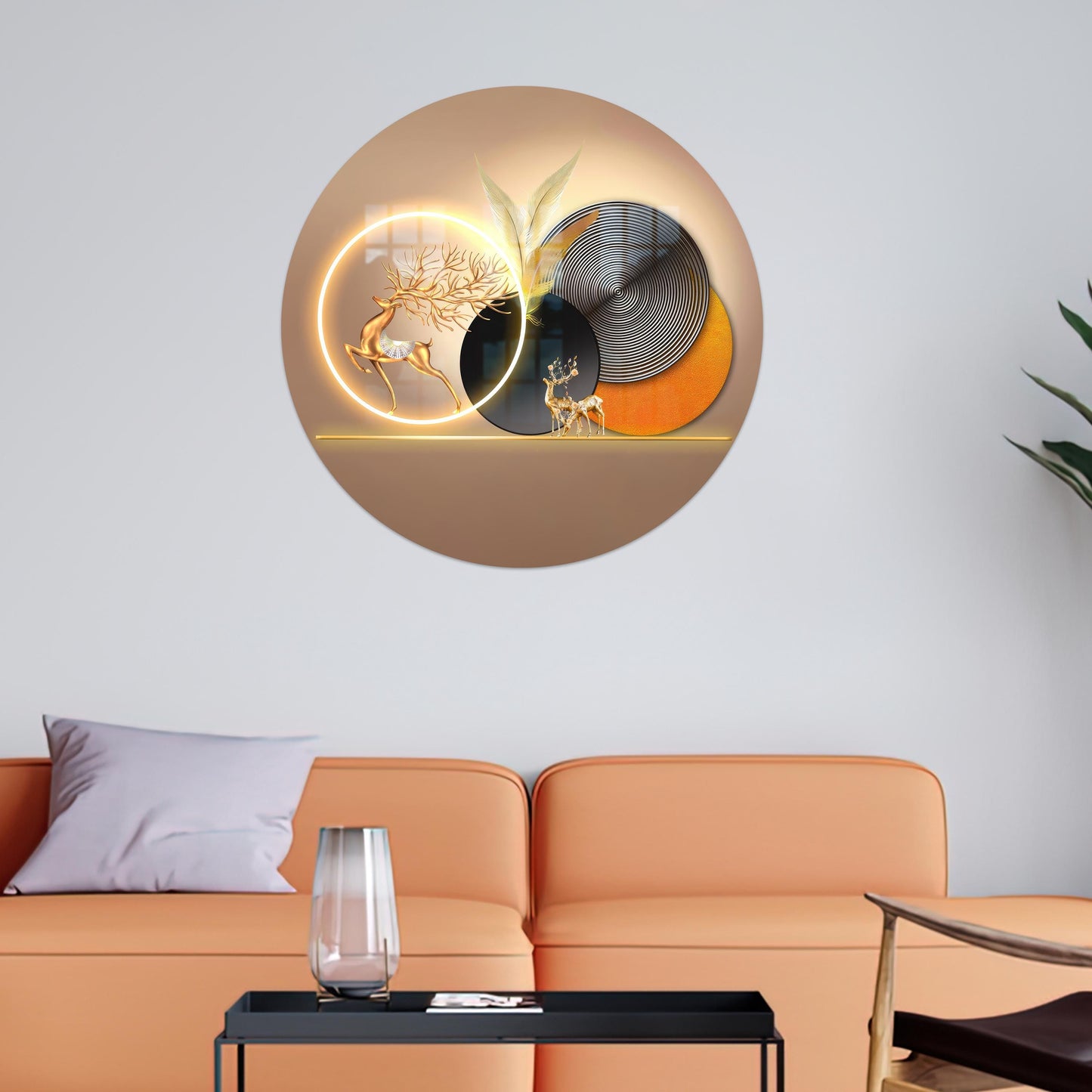 Gold Abstract Deer Teacher Glass Wall Art