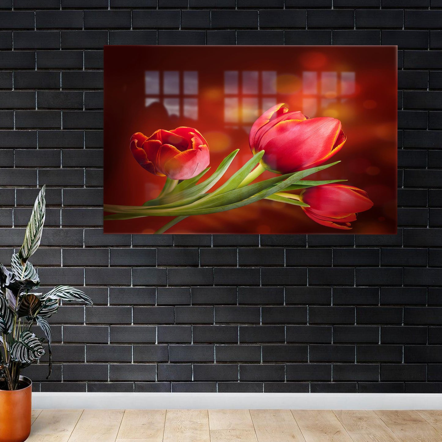 Red Tulip Her Glass Wall Art