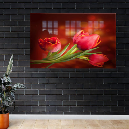Red Tulip Her Glass Wall Art