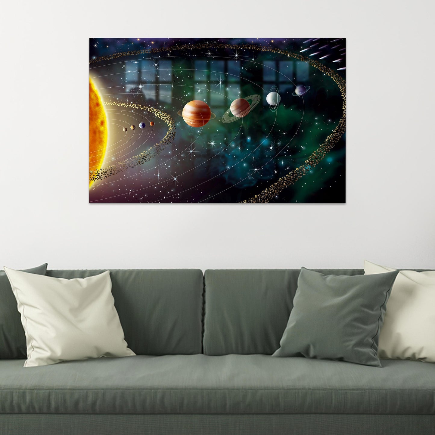 Solar System 3D Planets Glass Wall Art