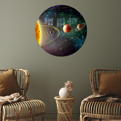 Solar System 3D Planets Glass Wall Art