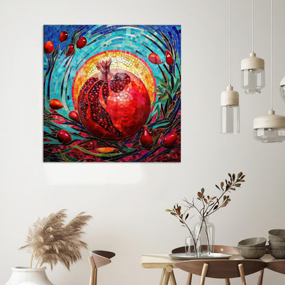Red Pomegranate 3D Glass Wall Art