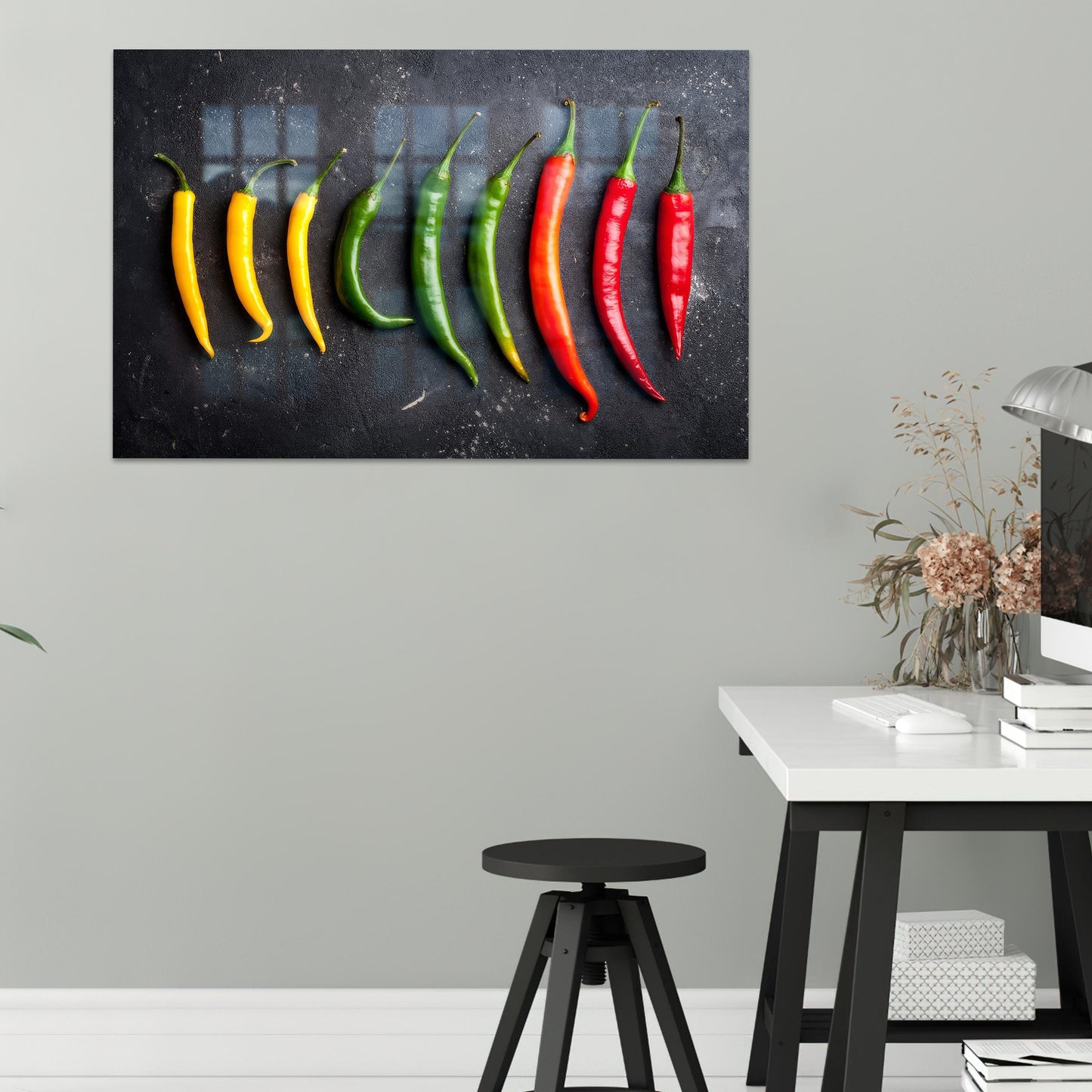 Pepper Colorful Peppers Glass Wall Art