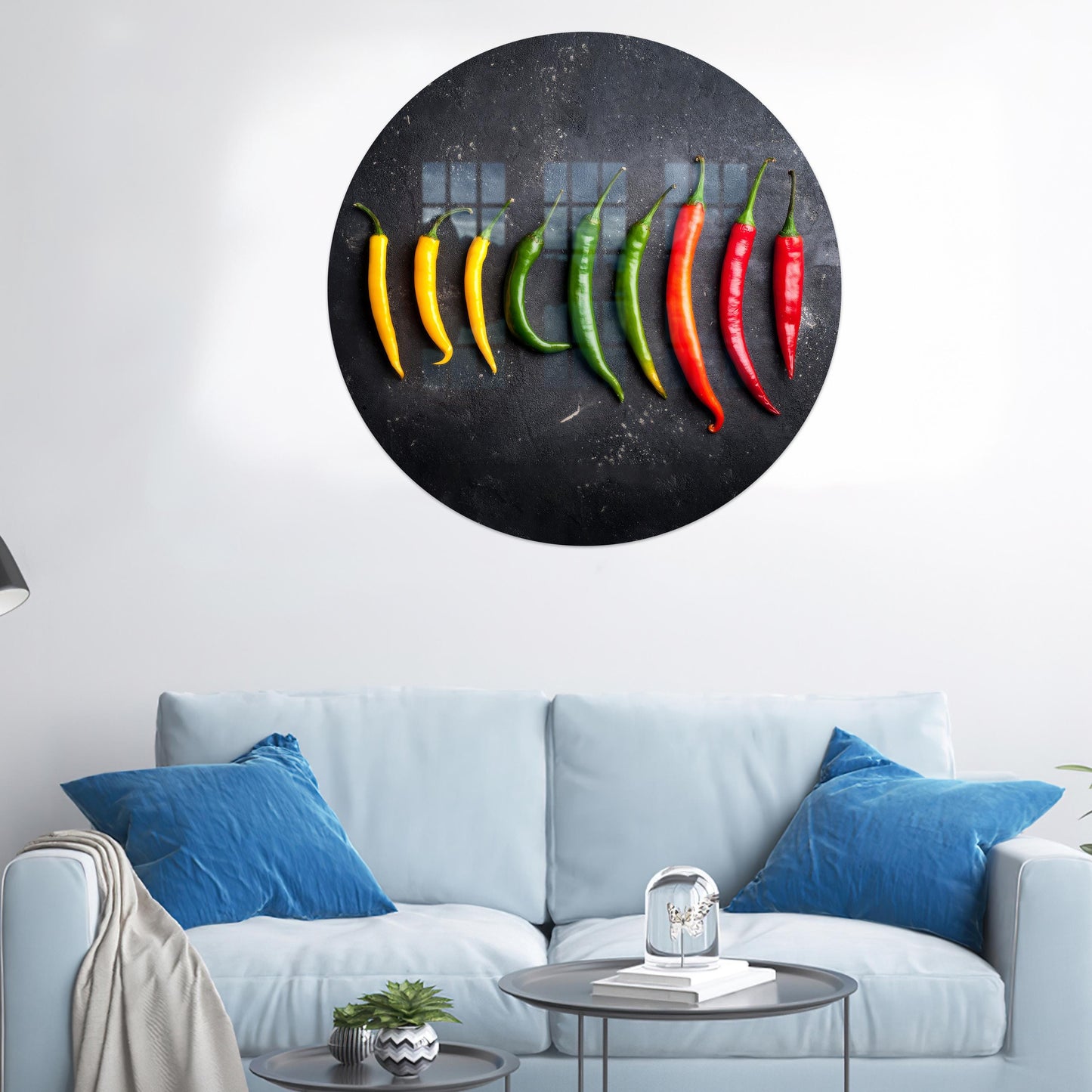 Pepper Colorful Peppers Glass Wall Art