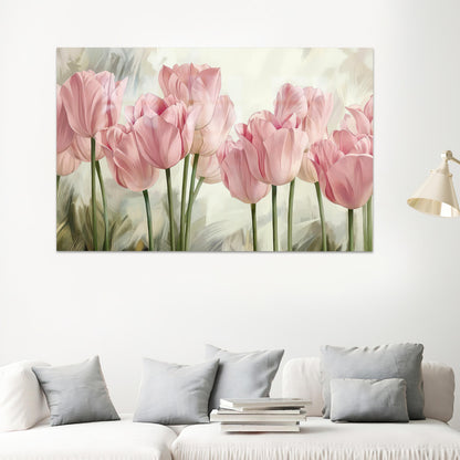 Pink Tulips Grandma Tulip Glass Wall Art