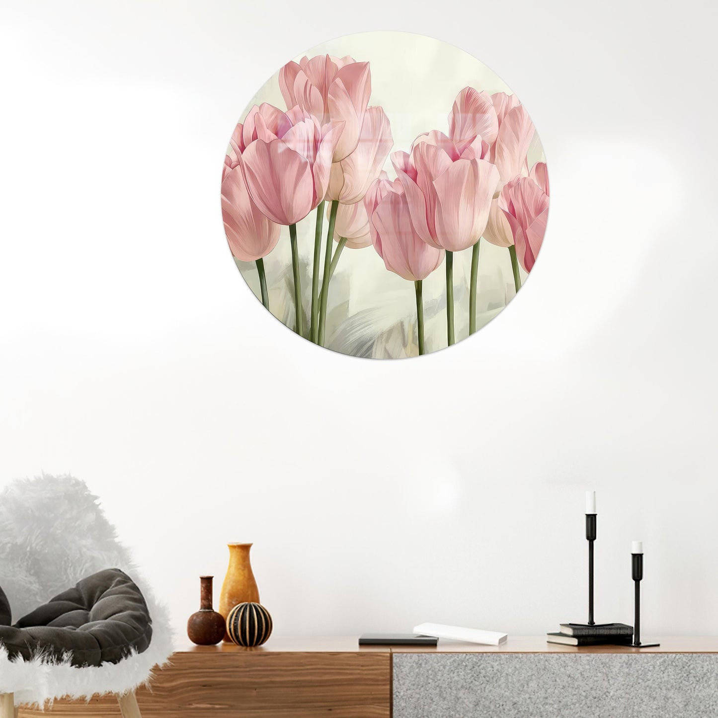 Pink Tulips Grandma Tulip Glass Wall Art