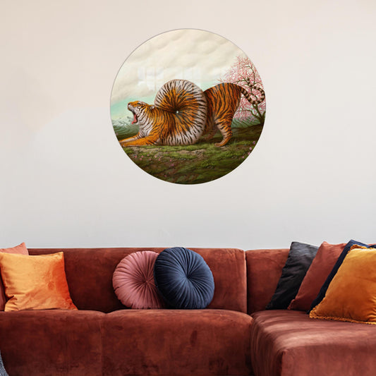 Surreal Tiger Glass Wall Art: Large Animal Wall Decor for Loft Art
