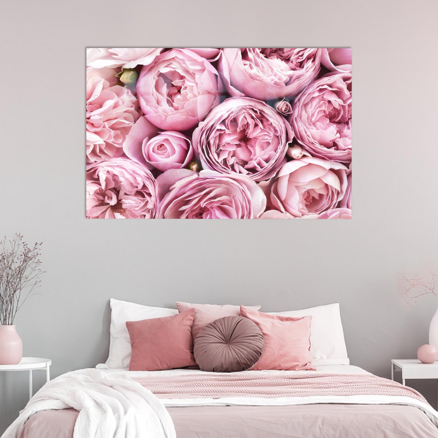 Pink Flowers Botanical Bridesmaid Glass Wall Art