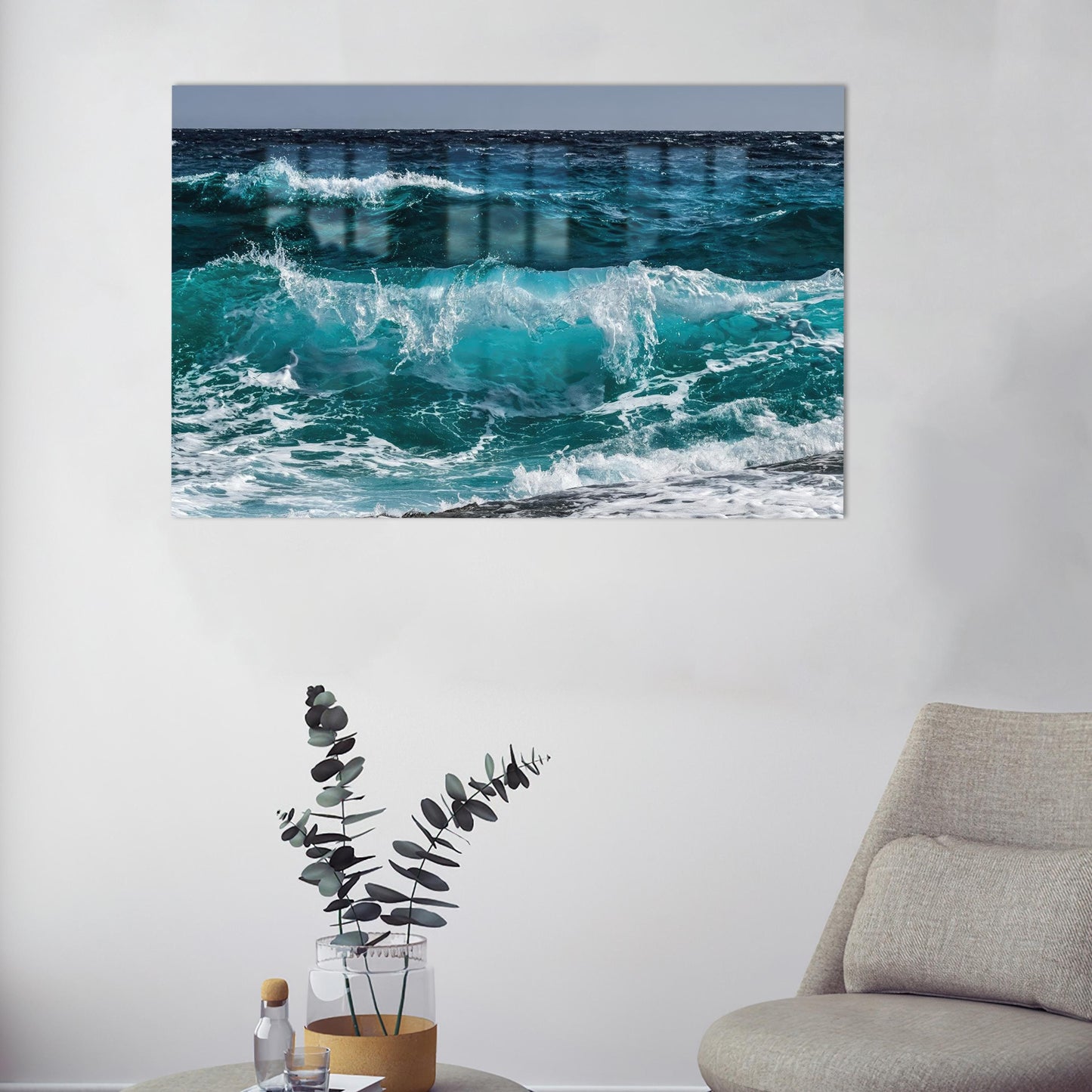 Sea Waves Ocean Seascape Glass Wall Art