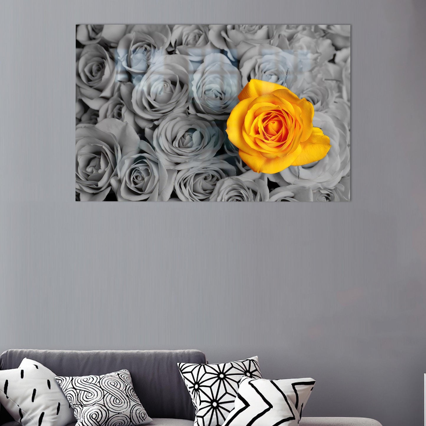 Yellow Rose Botanical Glass Wall Art